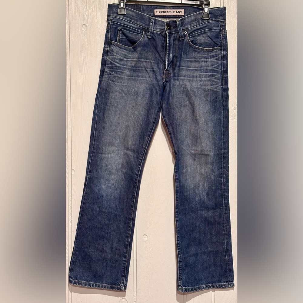 Express Men's Dark Blue Kingston Classic 100% Cotton Bootcut Jeans 28x30